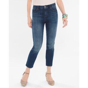 Chicos So Slimming Girlfriend Ankle Jeans Womens 2 US 12 Blue Dark Wash Stretch